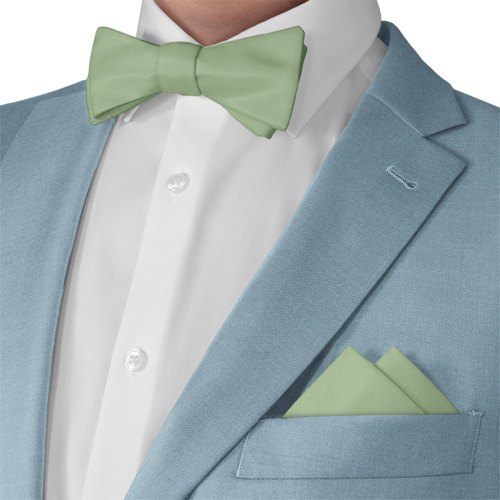 Solid KT Sage Green Pocket Square - Matching Bow Tie - Knotty Tie Co.