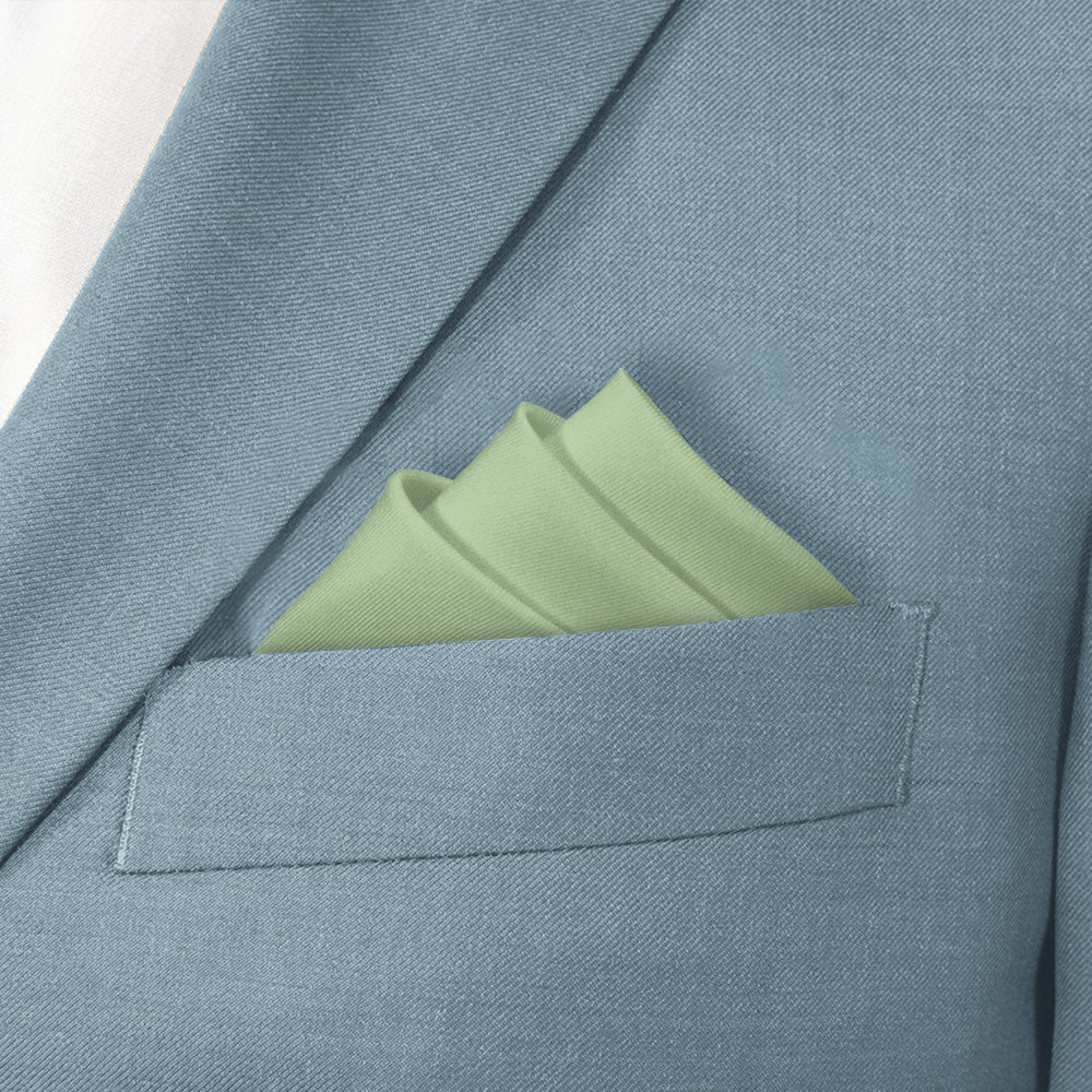Solid KT Sage Green Pocket Square - Stairs Fold - Knotty Tie Co.