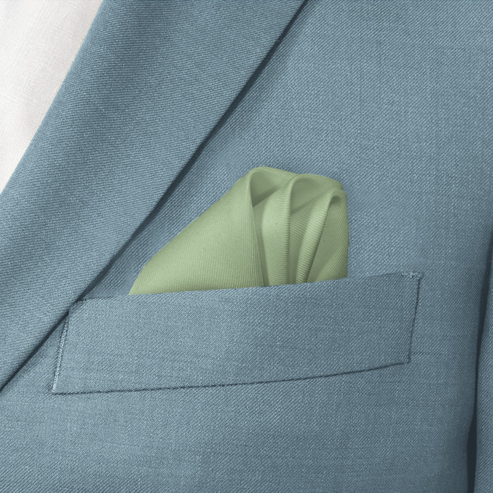Solid KT Sage Green Pocket Square - Wave Fold - Knotty Tie Co.