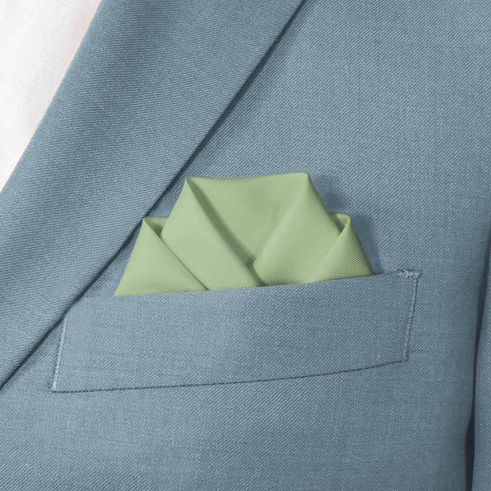 Solid KT Sage Green Pocket Square - Scalloped Fold - Knotty Tie Co.