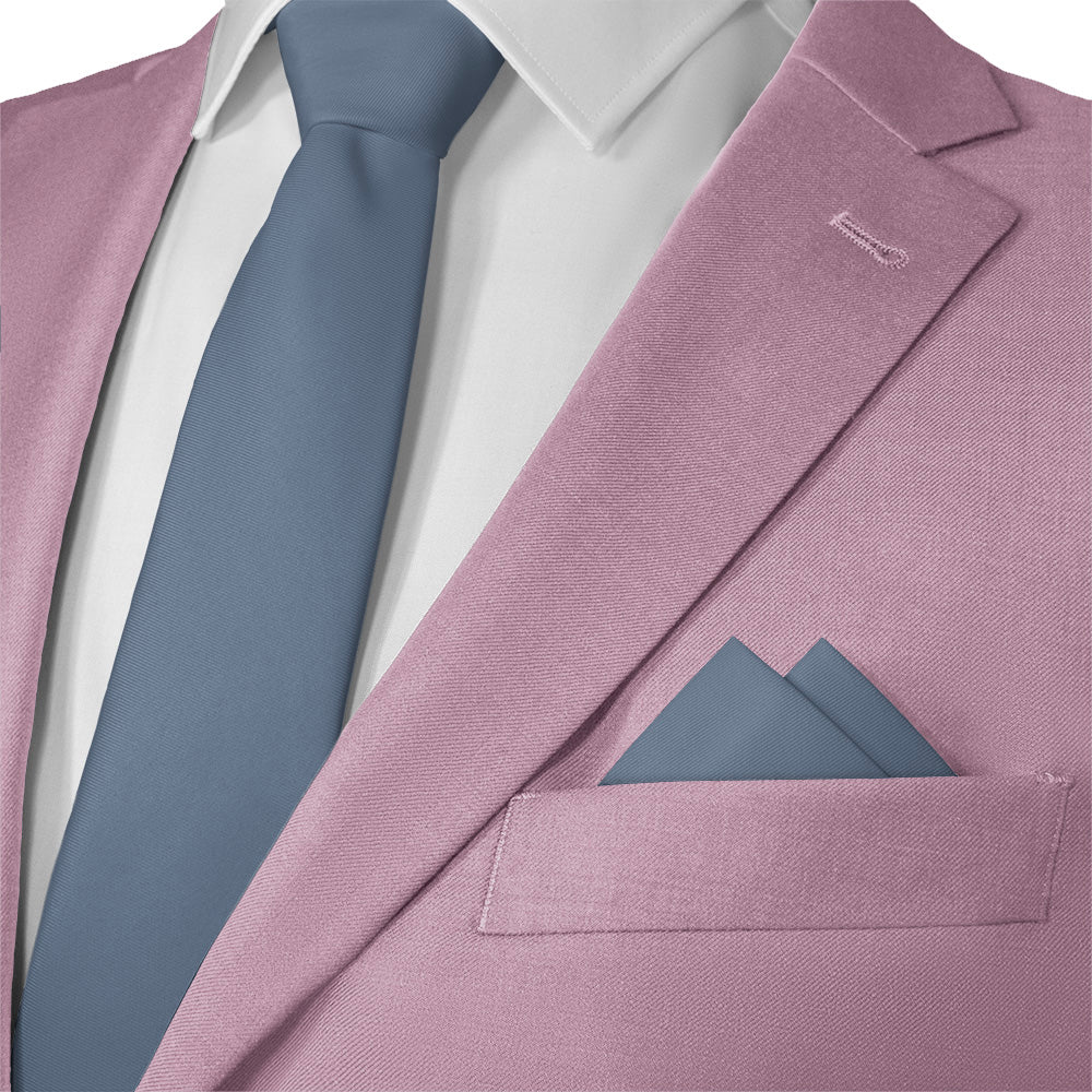 Solid KT Steel Blue Pocket Square - Matching Necktie- Knotty Tie Co.