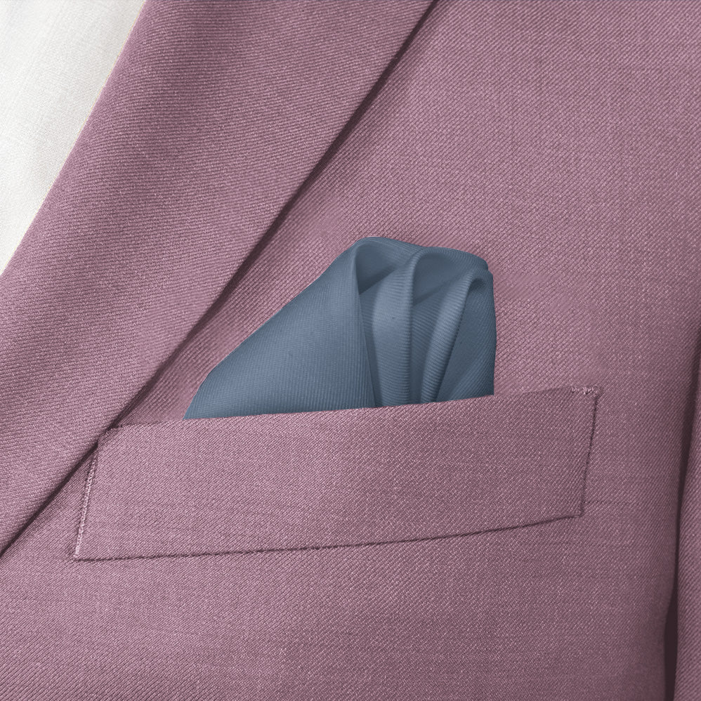 Solid KT Steel Blue Pocket Square - Wave Fold - Knotty Tie Co.