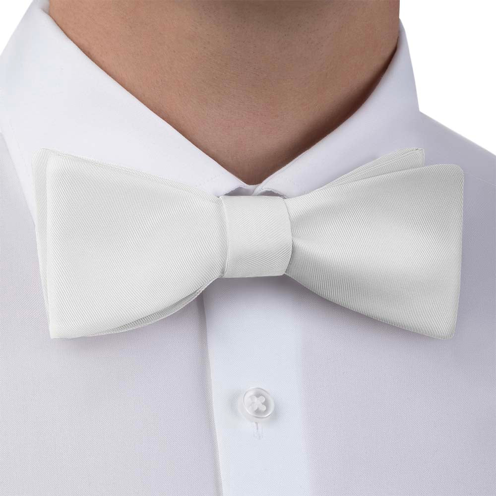 Solid KT White Bow Tie - Self Tie Bow Tie - Knotty Tie Co.