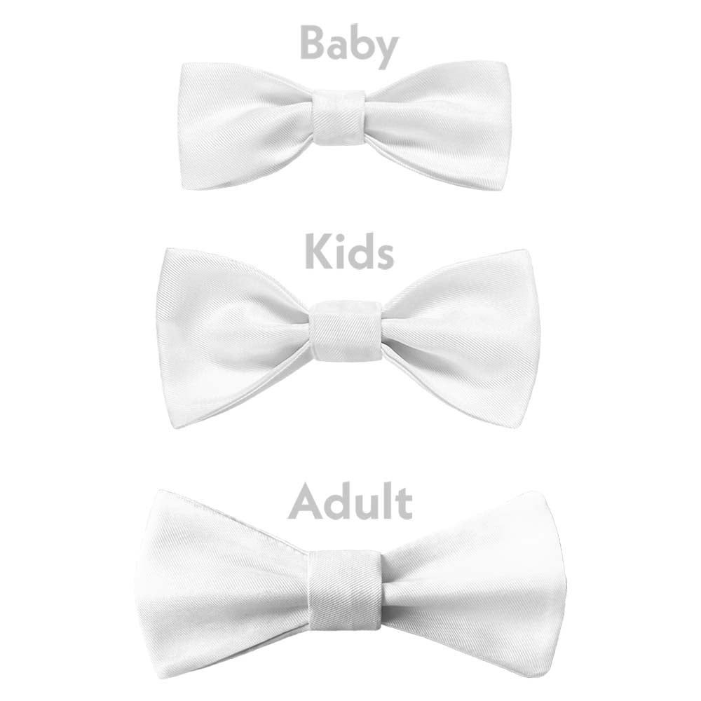 Solid KT White Bow Tie - Bow Sizes - Knotty Tie Co.