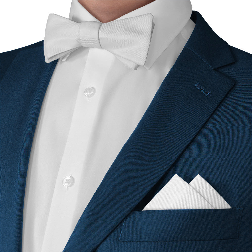 Solid KT White Pocket Square - Matching Bow Tie - Knotty Tie Co.