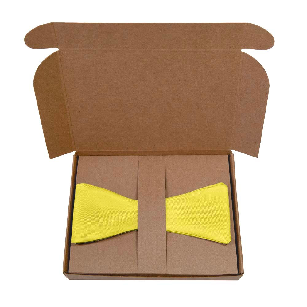 Solid KT Yellow Bow Tie- Kraft Gift Box Packaging - Knotty Tie Co.