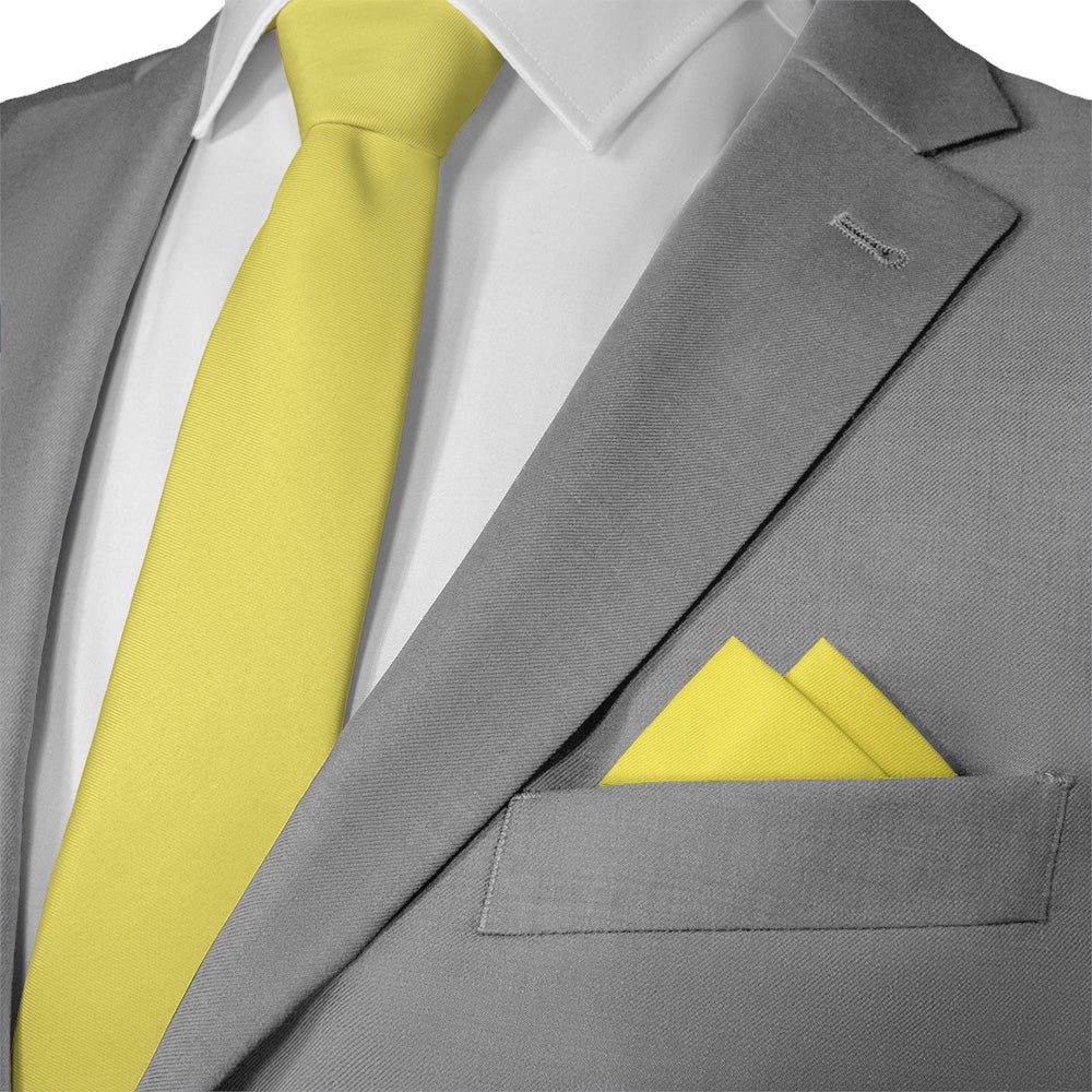 Solid KT Yellow Pocket Square - Matching Necktie- Knotty Tie Co.