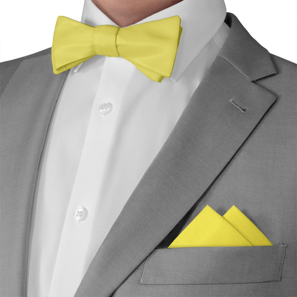 Solid KT Yellow Pocket Square - Matching Bow Tie - Knotty Tie Co.