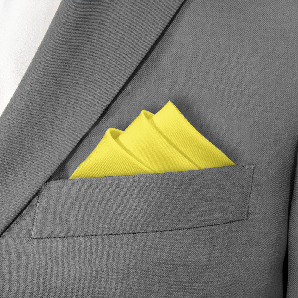 Solid KT Yellow Pocket Square - Stairs Fold - Knotty Tie Co.