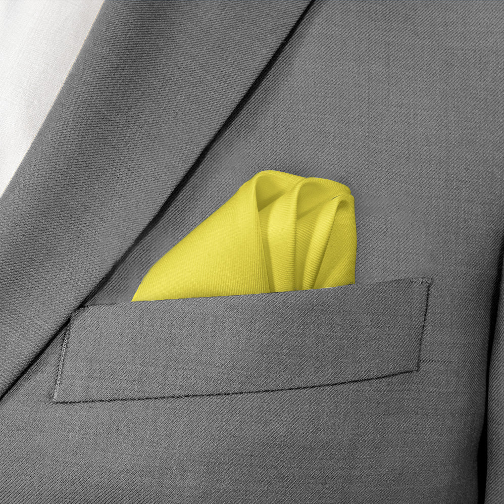 Solid KT Yellow Pocket Square - Wave Fold - Knotty Tie Co.