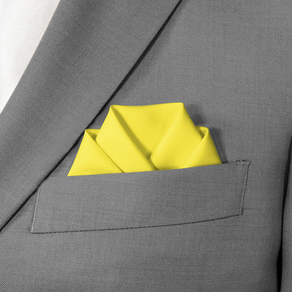Solid KT Yellow Pocket Square - Scalloped Fold - Knotty Tie Co.