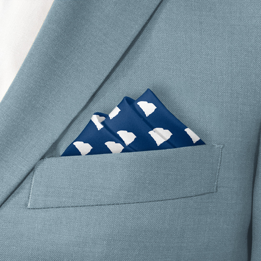 South Carolina State Outline Pocket Square - Stairs Fold - Knotty Tie Co.