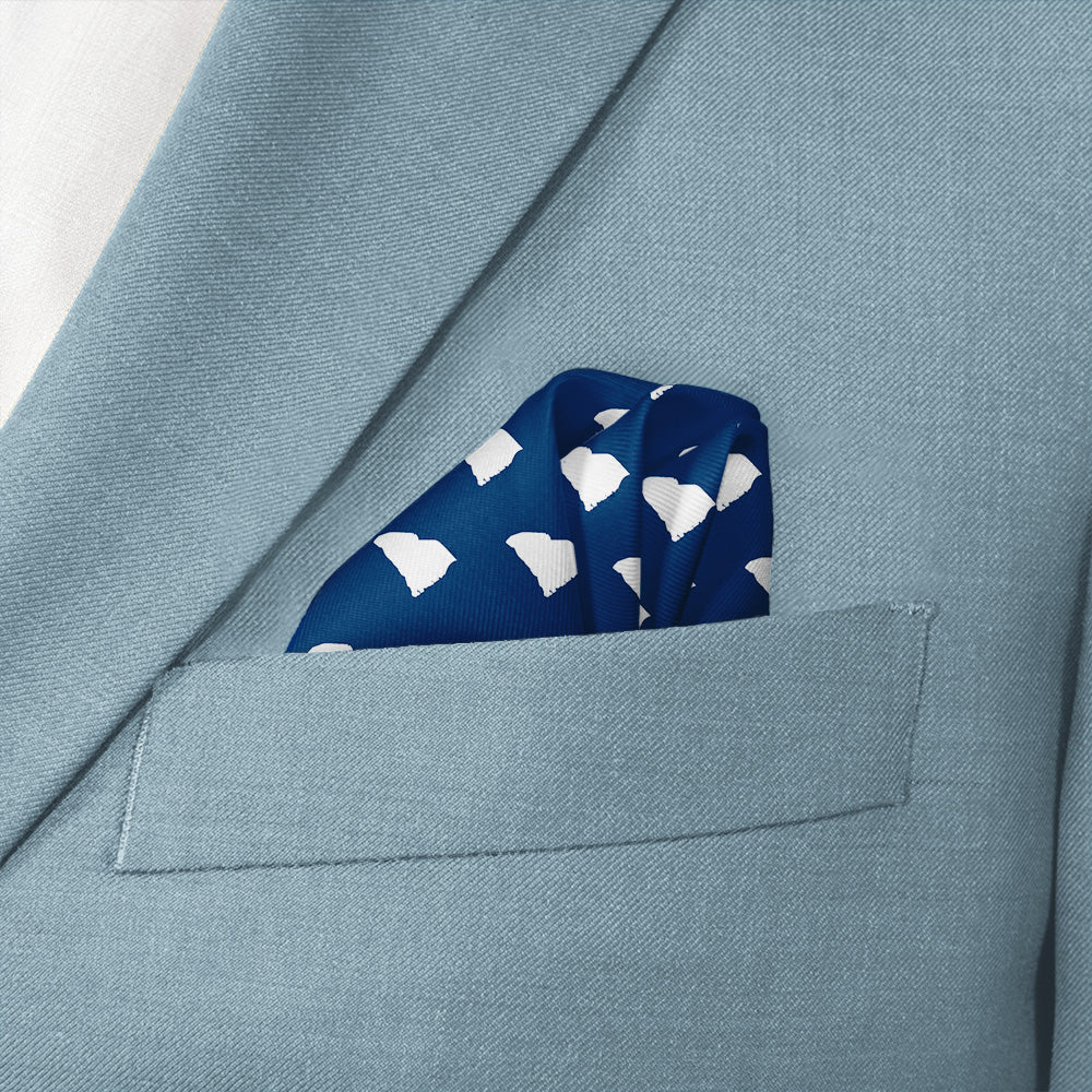 South Carolina State Outline Pocket Square - Wave Fold - Knotty Tie Co.