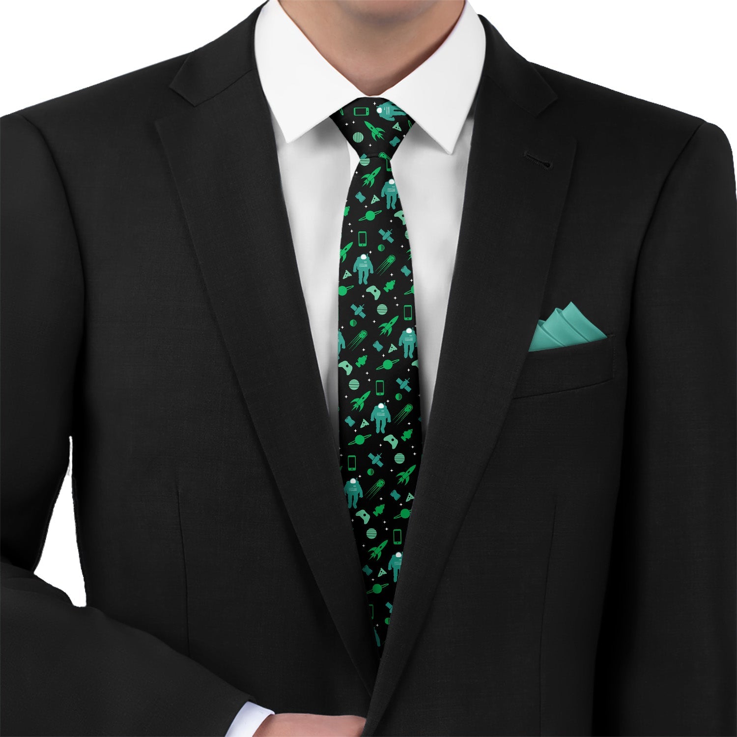 Space Junk Necktie - Matching Pocket Square - Knotty Tie Co.