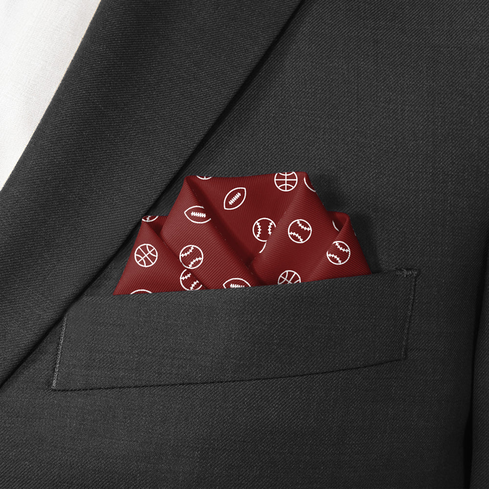Sportsball Pocket Square - Scalloped Fold - Knotty Tie Co.