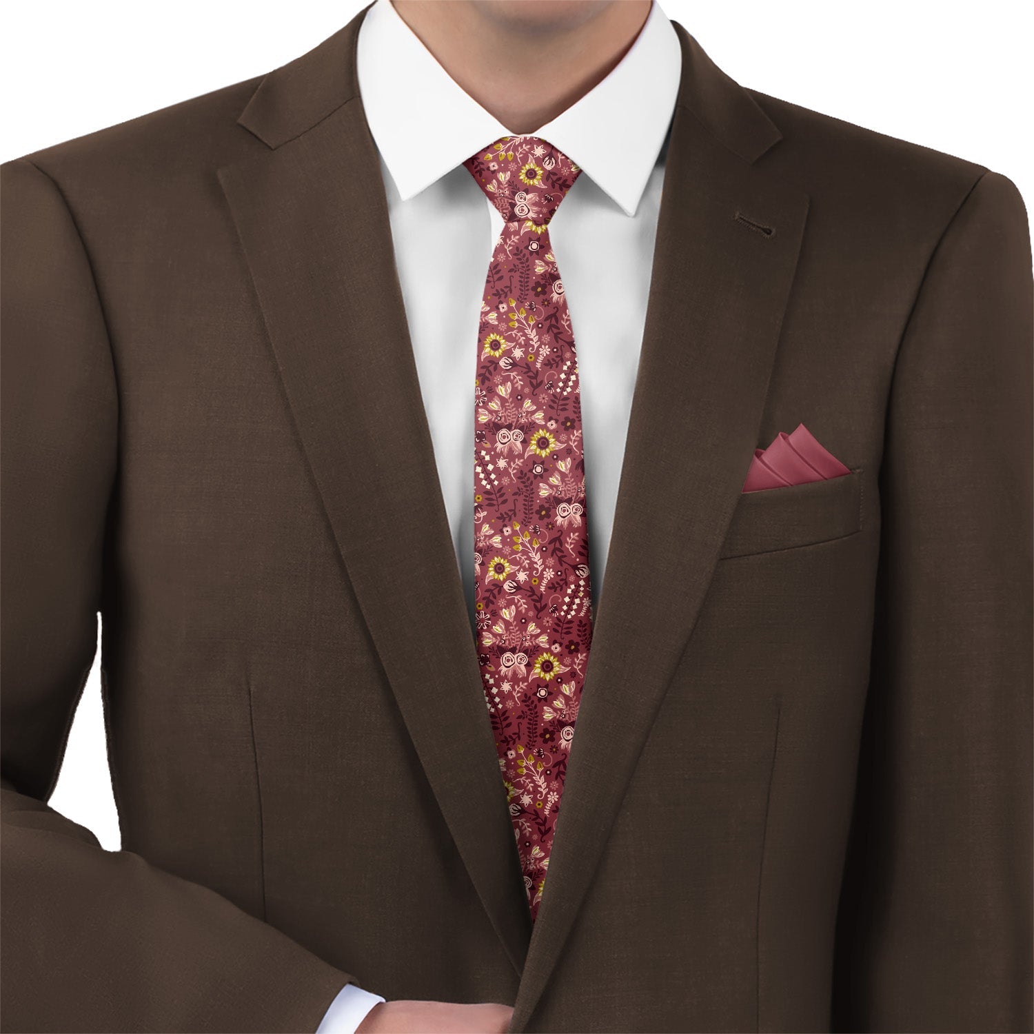 Spring Garden Floral Necktie - Matching Pocket Square - Knotty Tie Co.