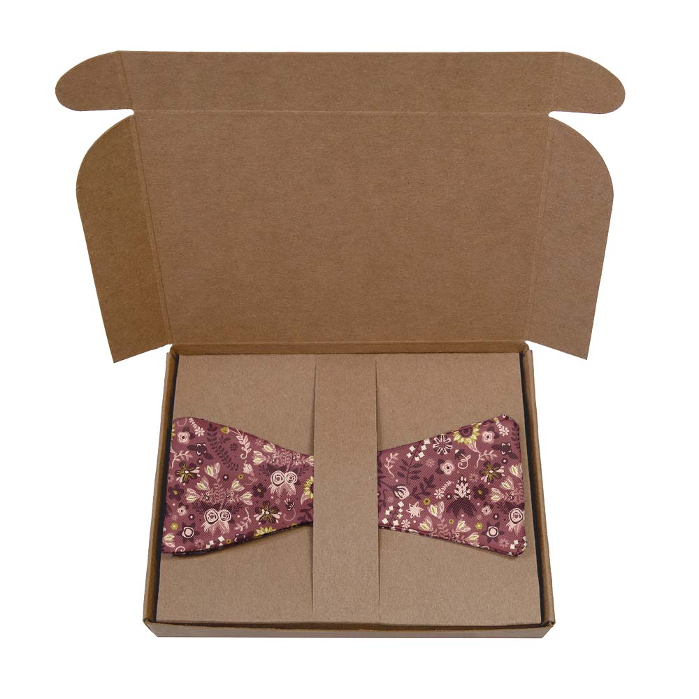 Spring Garden Floral Bow Tie- Kraft Gift Box Packaging - Knotty Tie Co.