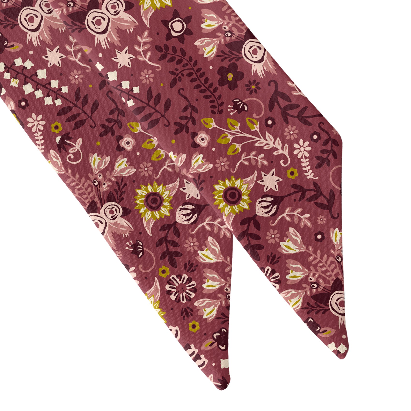 Spring Garden Floral Hair Scarf - Scarf Tapered Ends - Knotty Tie Co.