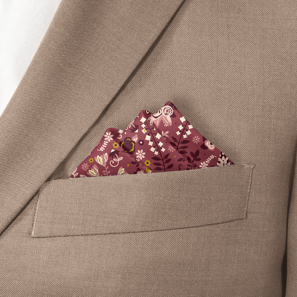 Spring Garden Floral Pocket Square - Stairs Fold - Knotty Tie Co.