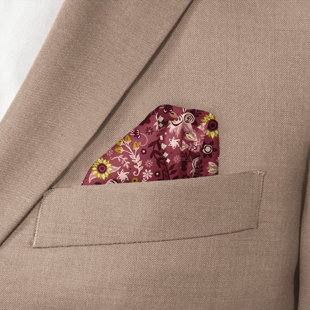 Spring Garden Floral Pocket Square - Wave Fold - Knotty Tie Co.