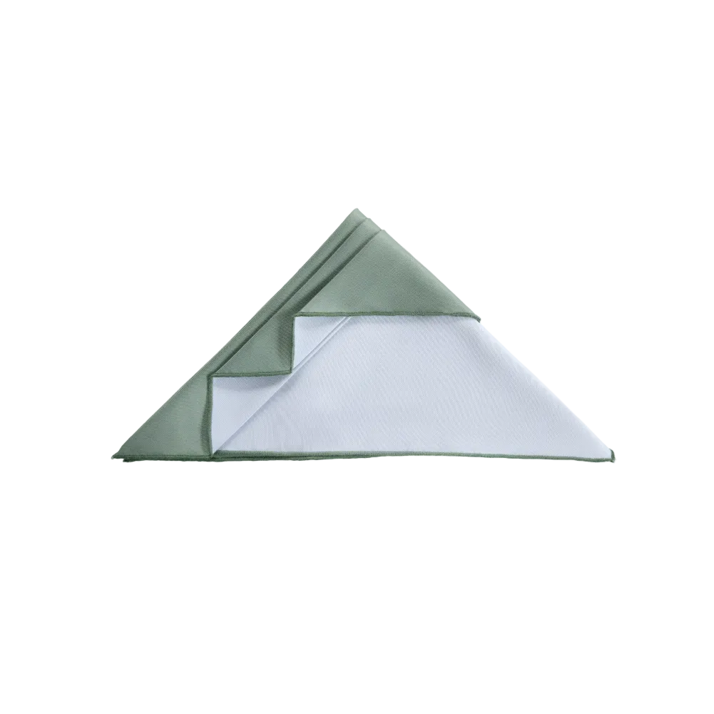 A folded green square pocket square shown on a plain white background.