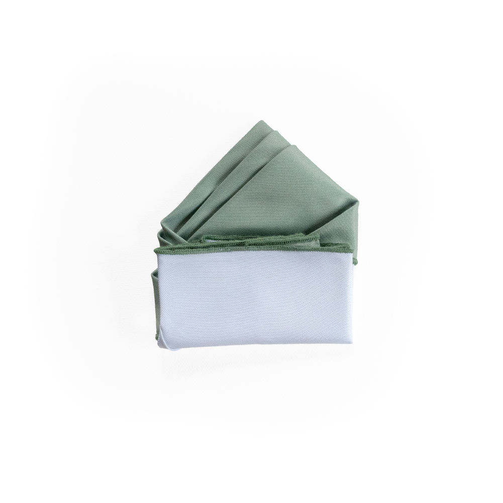 A stairs folded sage green pocket square.