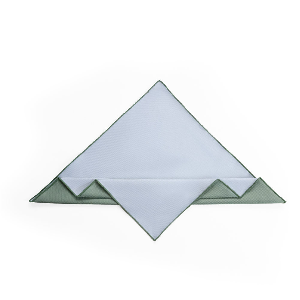 A folded square pocket square or handkerchief shown on a plain white background. 