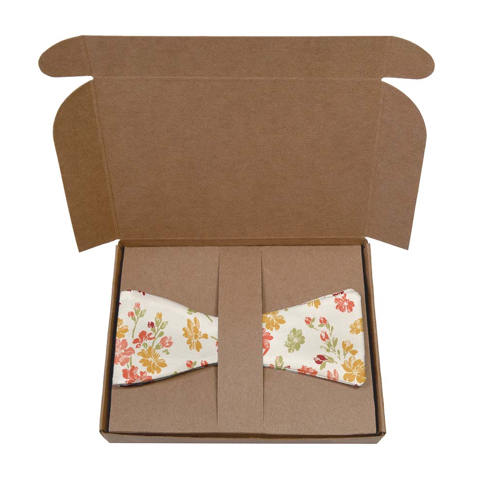 Stamped Floral Bow Tie- Kraft Gift Box Packaging - Knotty Tie Co.