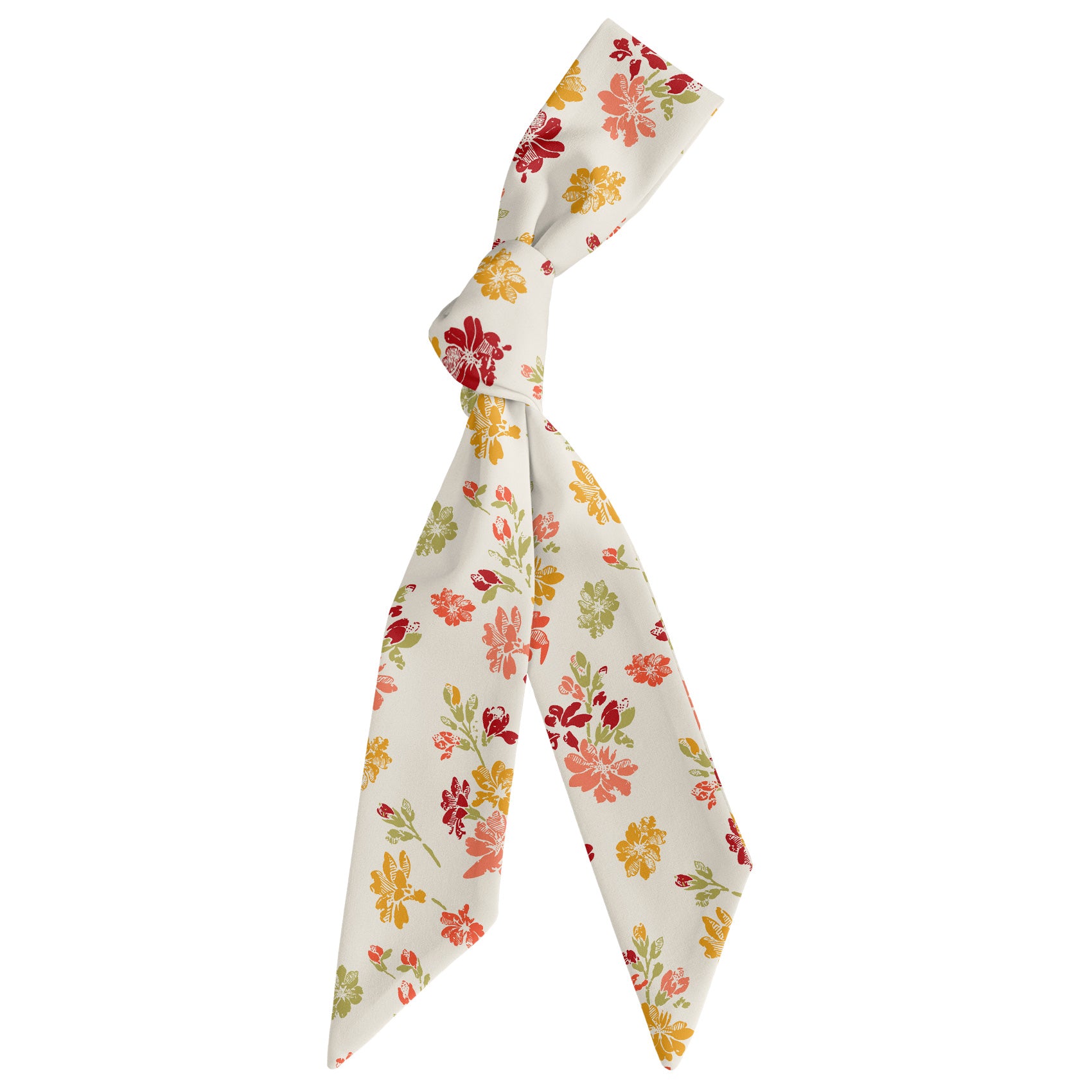 Stamped Floral Hair Scarf - Scarf Tied Into Knot - Knotty Tie Co.