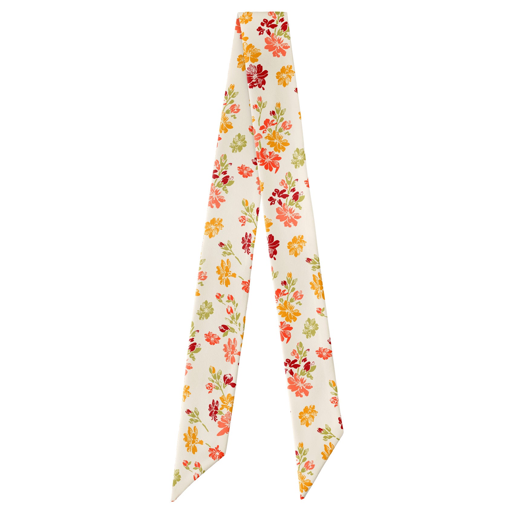 Stamped Floral Hair Scarf - Full View of Hair Scarf - Knotty Tie Co.