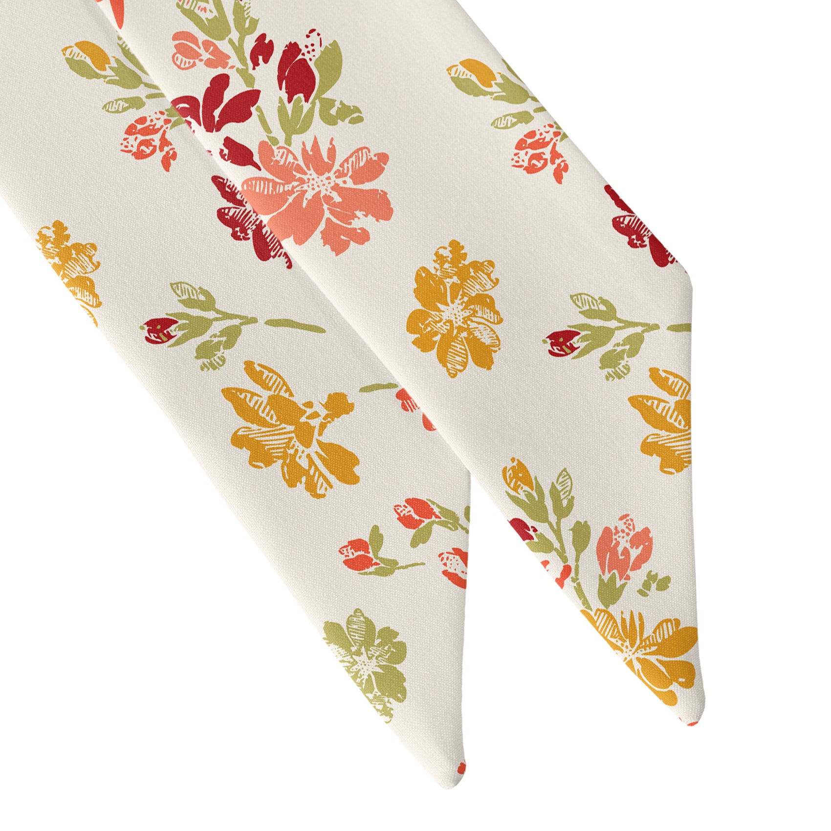 Stamped Floral Hair Scarf - Scarf Tapered Ends - Knotty Tie Co.