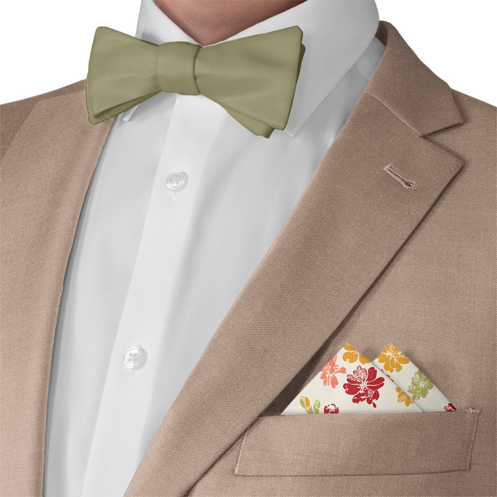 Stamped Floral Pocket Square - Matching Bow Tie - Knotty Tie Co.