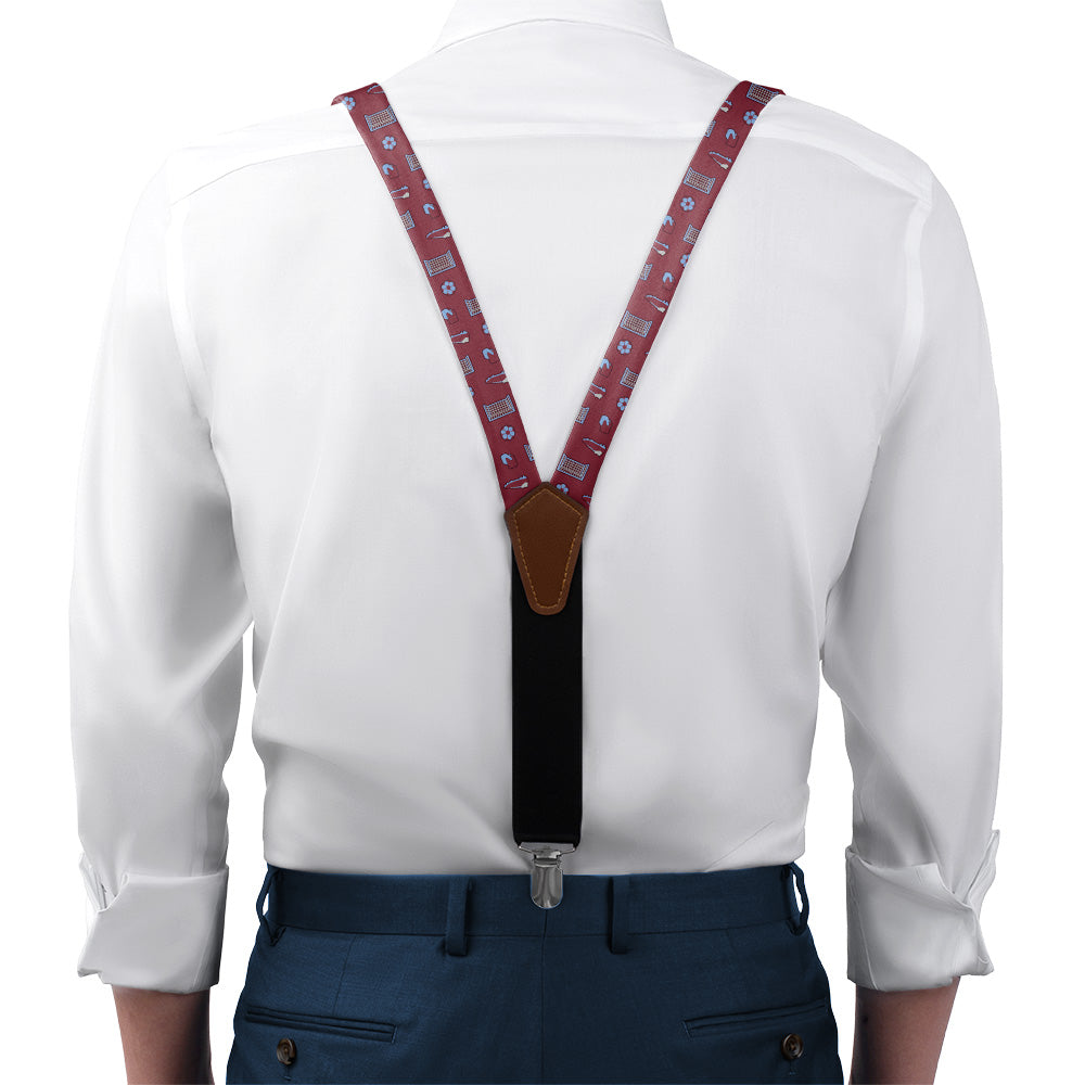 Strike It Soccer Suspenders - On Model Front View - Knotty Tie Co.