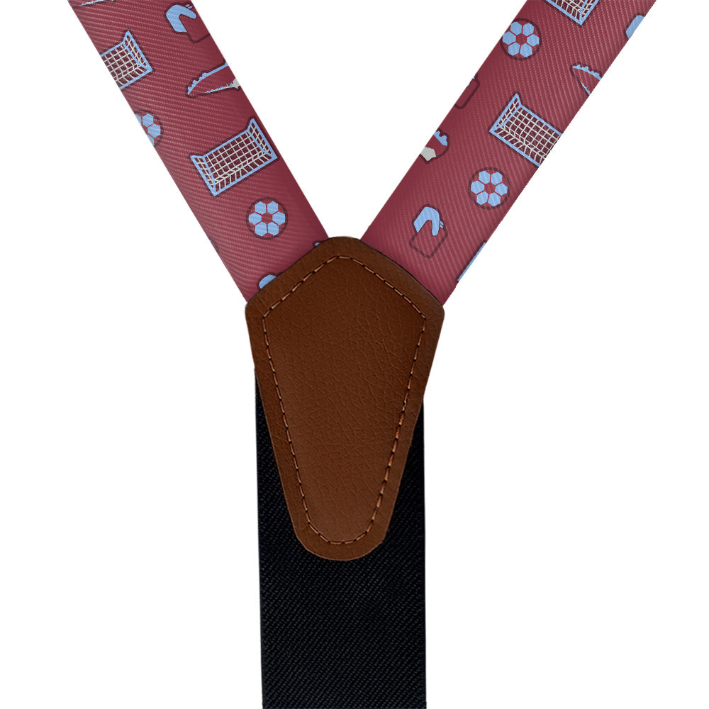 Strike It Soccer Suspenders - Vegan Leather Y-Back - Knotty Tie Co.
