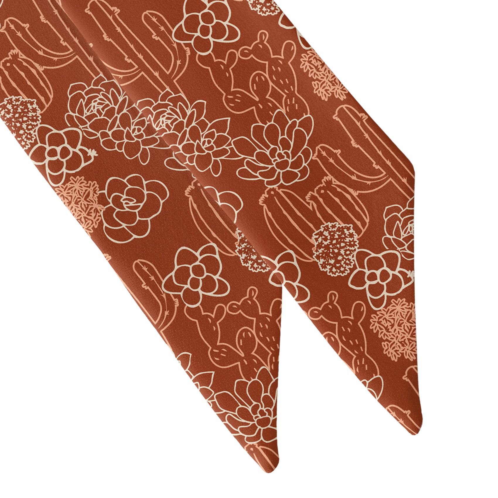 Succulent Cactus Garden Hair Scarf - Scarf Tapered Ends - Knotty Tie Co.
