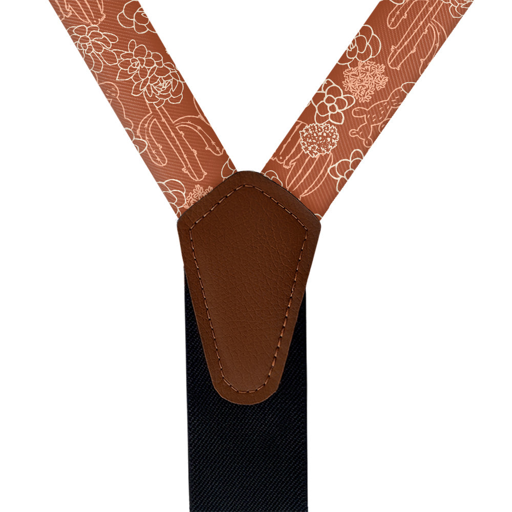 Succulent Cactus Garden Suspenders - On Model Back View - Knotty Tie Co.