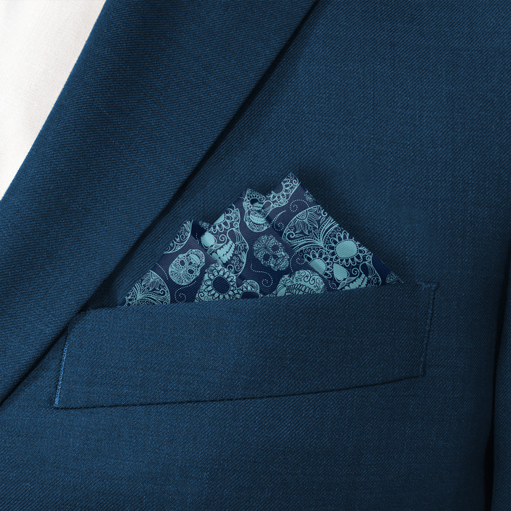 Sugar Skull Pocket Square - Stairs Fold - Knotty Tie Co.