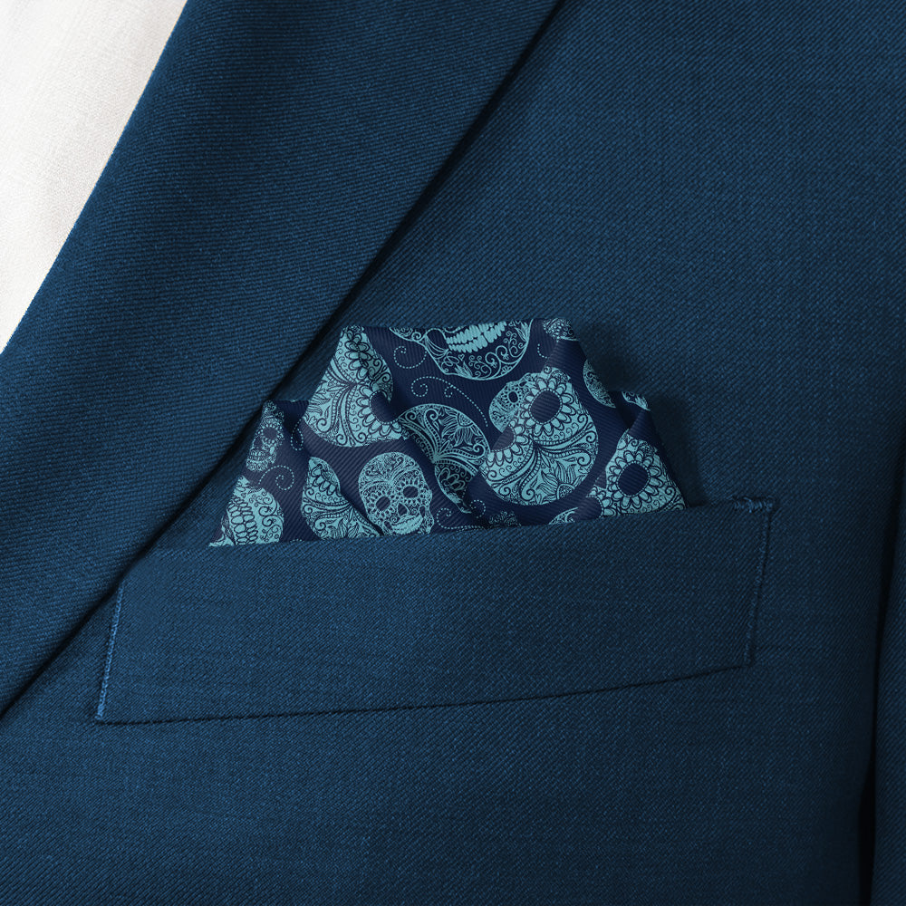 Sugar Skull Pocket Square - Scalloped Fold - Knotty Tie Co.
