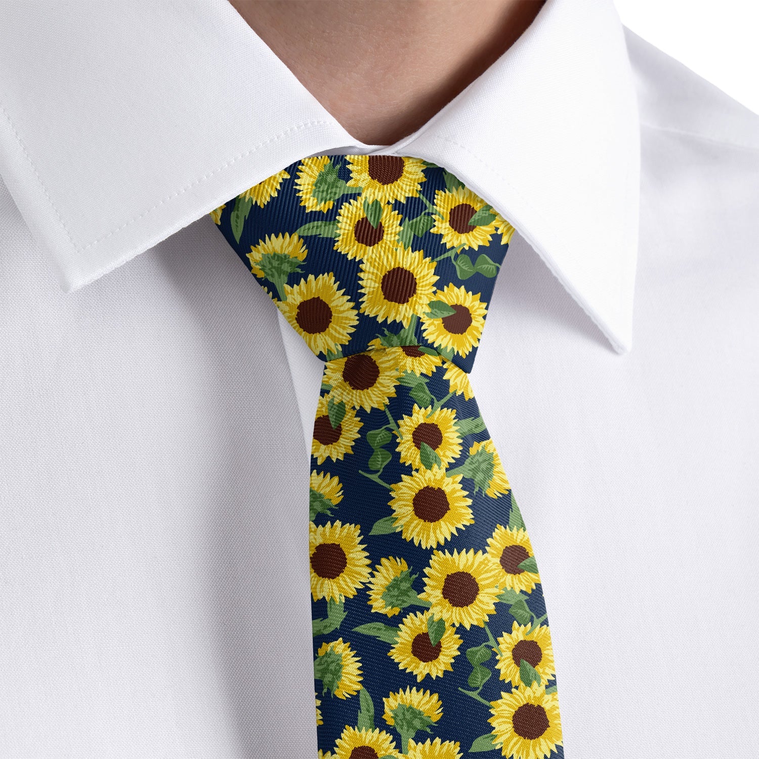 Sunflower Floral Necktie - Rolled - Knotty Tie Co.