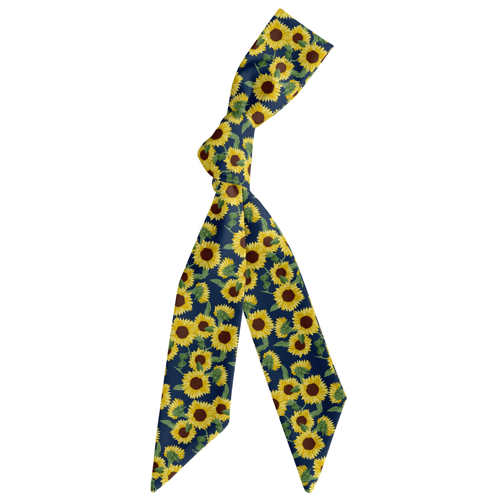 Sunflower Floral Hair Scarf - Scarf Tied Into Knot - Knotty Tie Co.