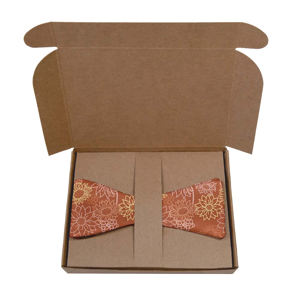 Sunflower Garden Bow Tie- Kraft Gift Box Packaging - Knotty Tie Co.