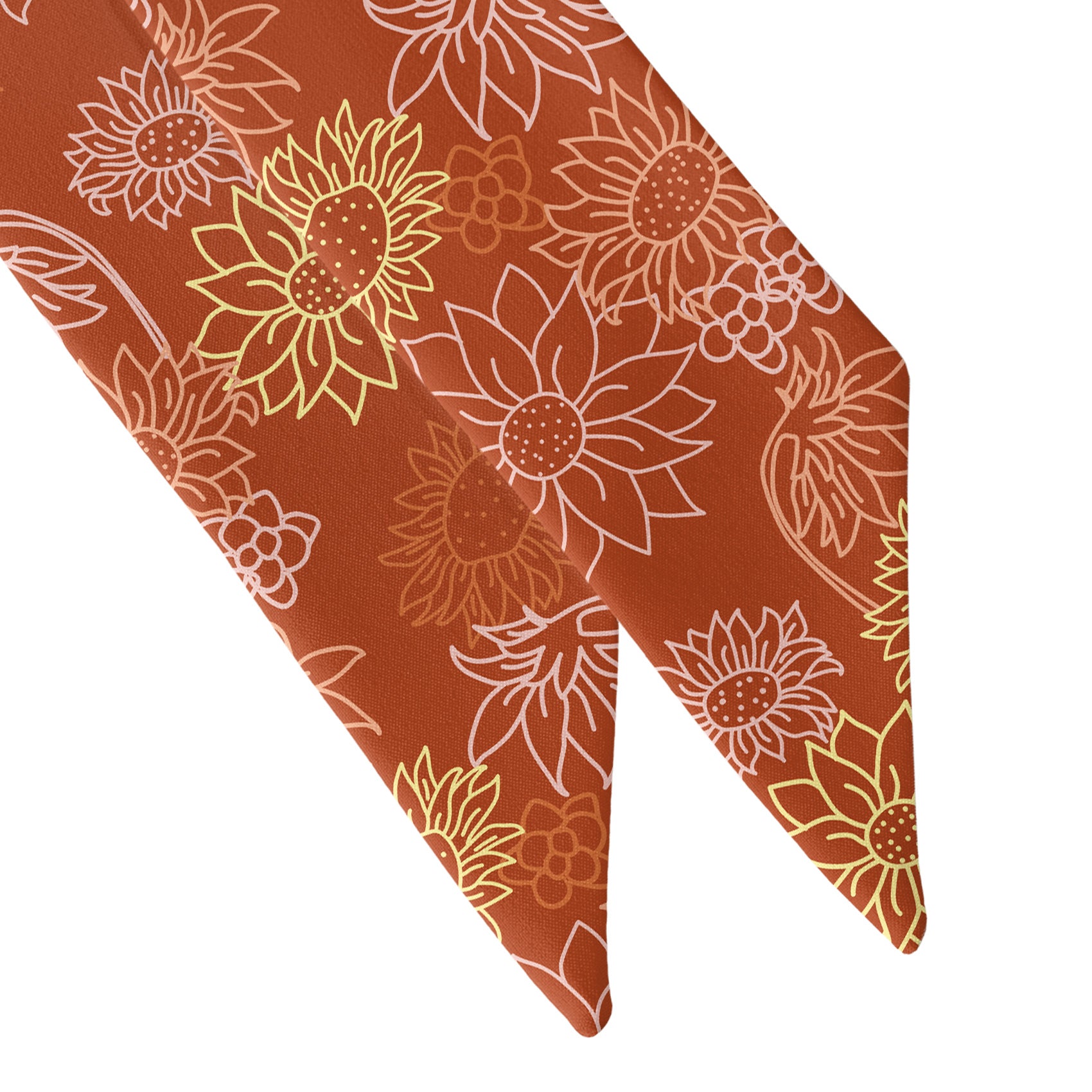 Sunflower Garden Hair Scarf - Scarf Tapered Ends - Knotty Tie Co.