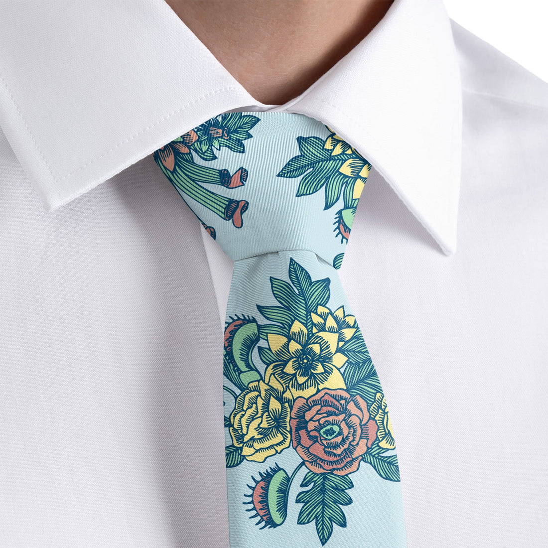 Tattoo Floral Necktie - Dress Shirt - Knotty Tie Co.