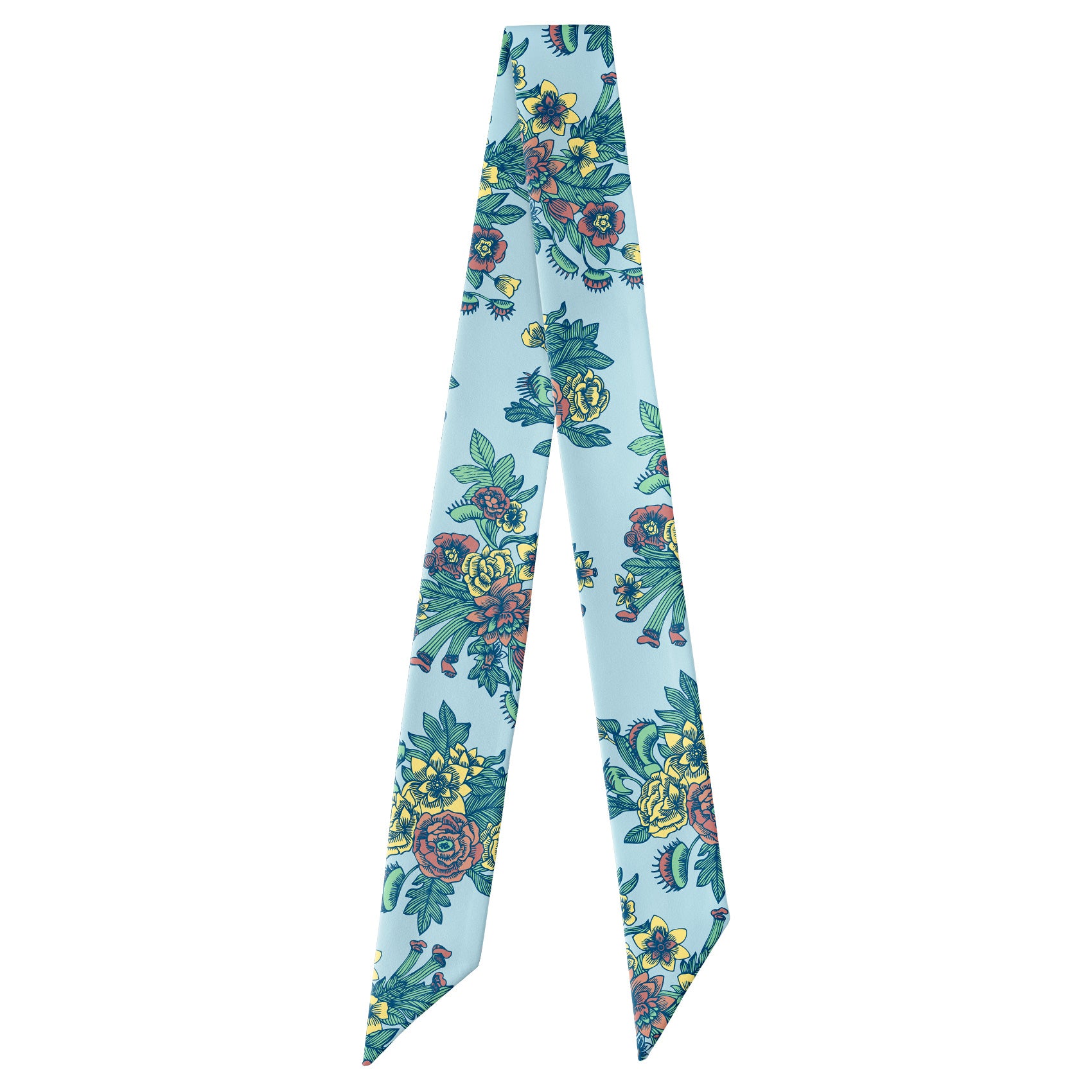 Tattoo Floral Hair Scarf - Full View of Hair Scarf - Knotty Tie Co.