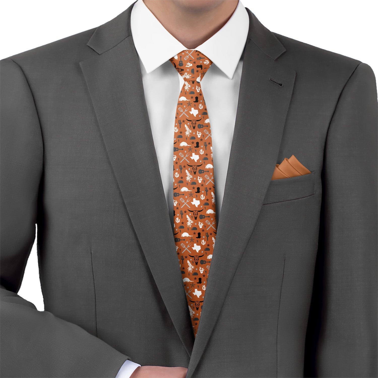 Texas State Heritage Necktie - Matching Pocket Square - Knotty Tie Co.