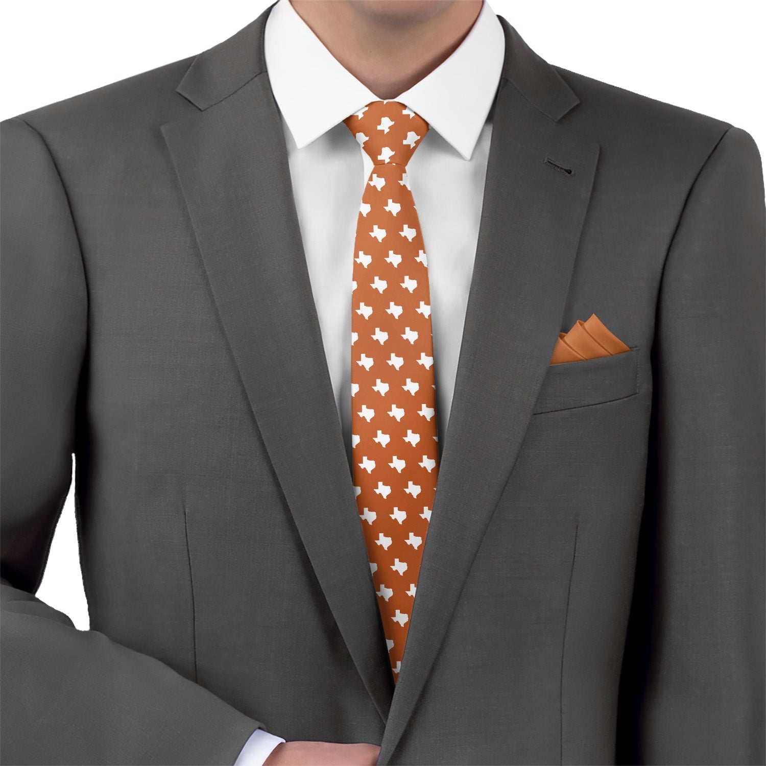 Texas State Outline Necktie - Matching Pocket Square - Knotty Tie Co.