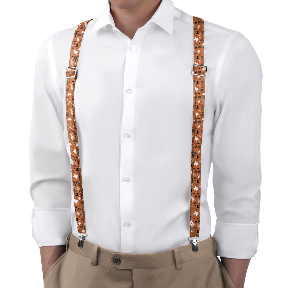 Texas State Heritage Suspenders - On Model Back View - Knotty Tie Co.