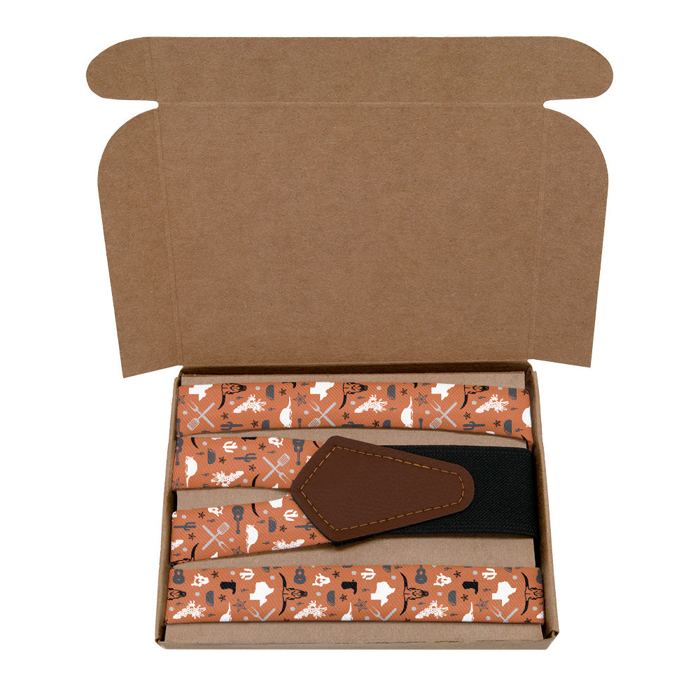 Texas State Heritage Suspenders - Kraft Gift Box Packaging - Knotty Tie Co.