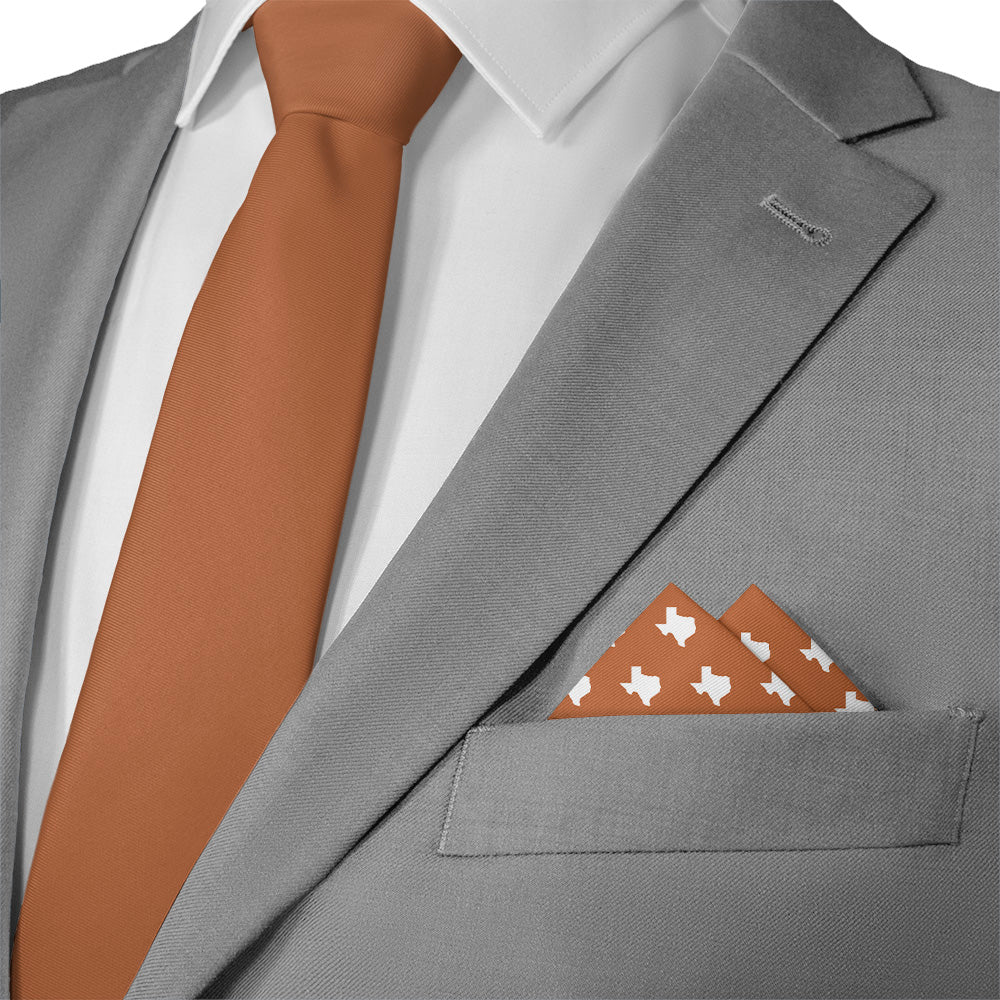 Texas State Outline Pocket Square - Matching Necktie- Knotty Tie Co.