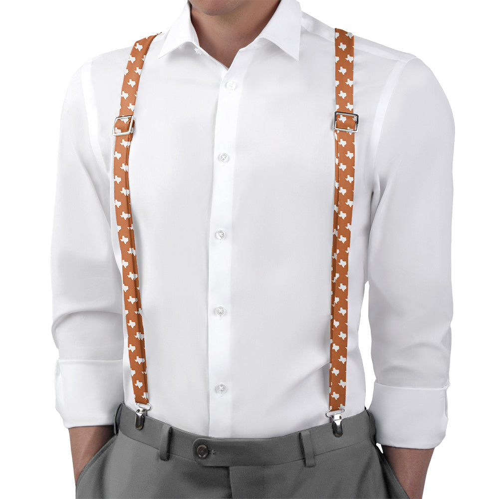 Texas State Outline Suspenders - On Model Back View - Knotty Tie Co.